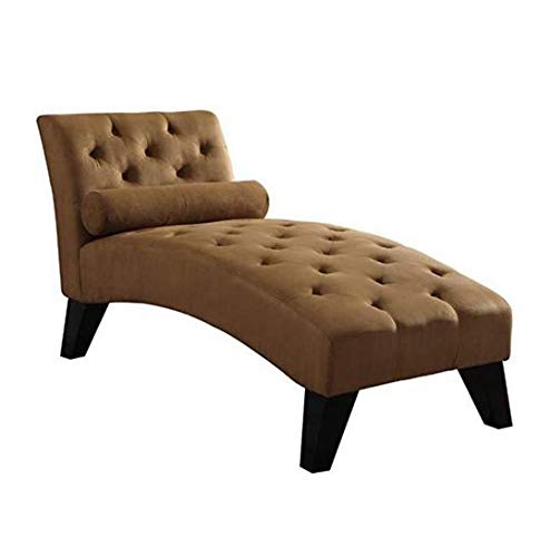 Chaise Lounge: Contemporary Chaise Lounge Chair - Indoor Living Room Microfiber Lounger - Tufted Back and Seat
