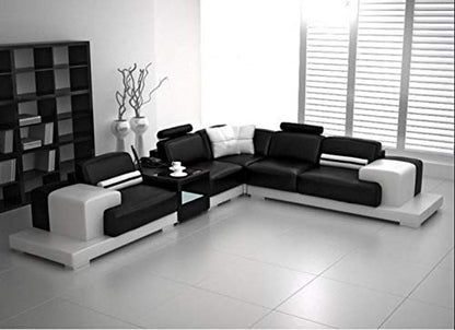 Quality Assure Furniture Luxury Modern Forrey L Leatherette Sofa Lounge Set (Standard Size, Red and White)