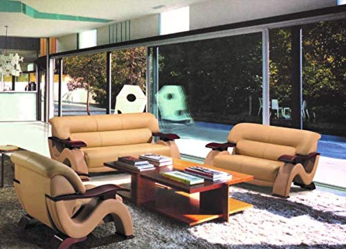 6 Seater Sofa Set:- Piacenza Italian Leatherette Sofa Set (Brown)
