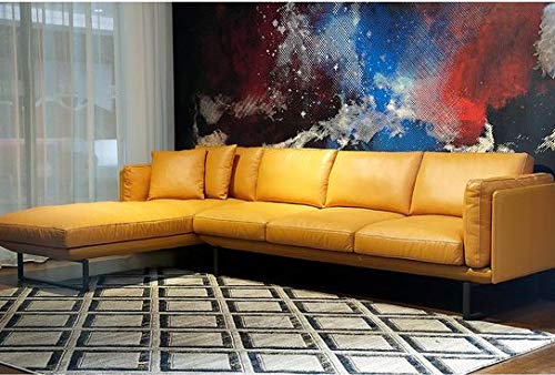 Quality Furniture Luxury Yellow Modern Sectional Leatherette Sofa