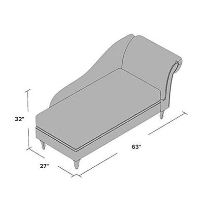 Quality Furniture Tufted Cushion and Nail-Head Trim Living Room Chaise