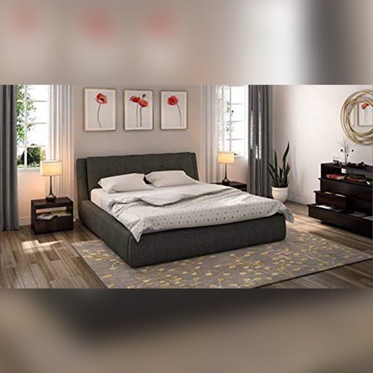 Queen Size Bed Charcoal Grey Upholstered Storage Bed