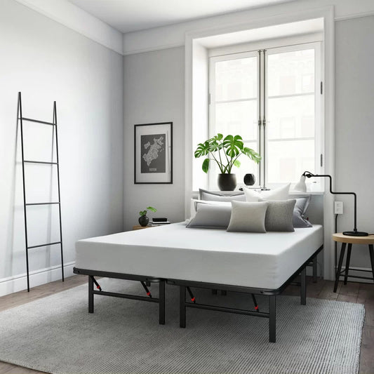 Metal Bed :  Folding Queen Size Bed Metal Frame 