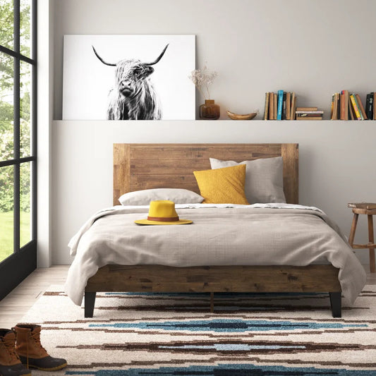 Queen Size Bed : Jen Solid Wood Platform Bed