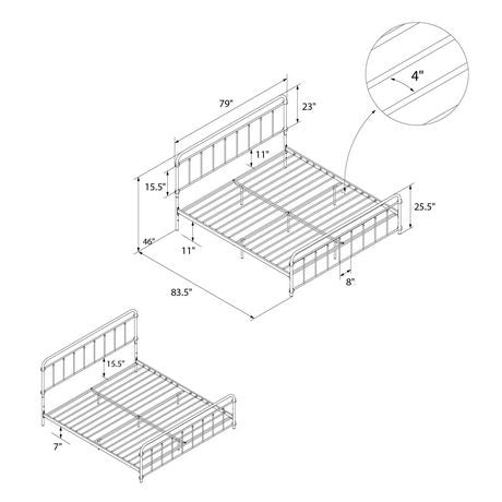 Queen Size Bed Platform Metal Bed