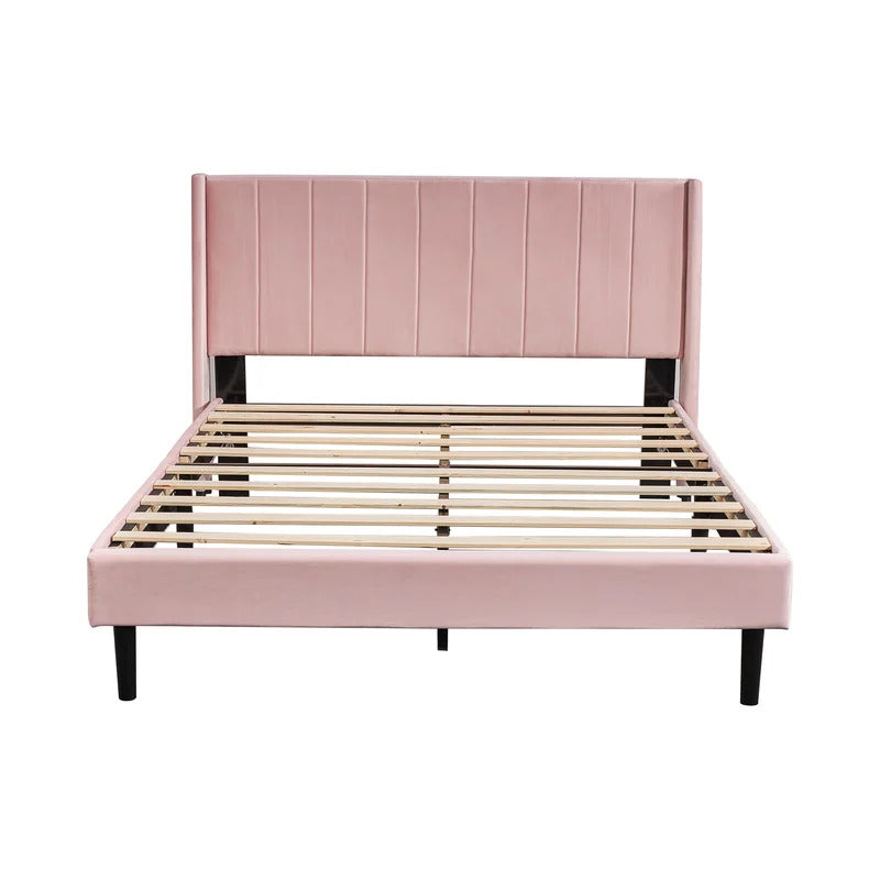 Queen Size Bed : Rock Upholstered Platform Bed