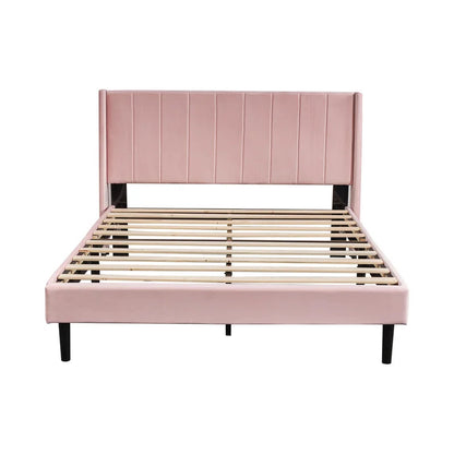 Queen Size Bed : Rock Upholstered Platform Bed