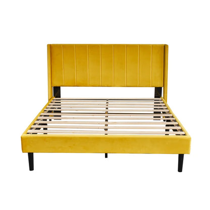 Queen Size Bed : Rock Upholstered Platform Bed