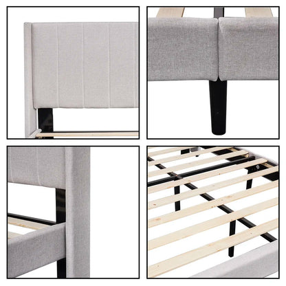 Queen Size Bed : Rock Upholstered Platform Bed