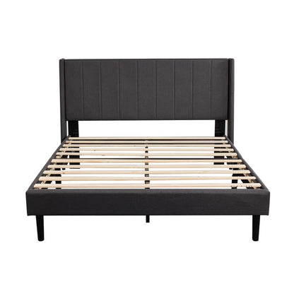 Queen Size Bed : Rock Upholstered Platform Bed
