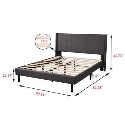 Queen Size Bed : Rock Upholstered Platform Bed