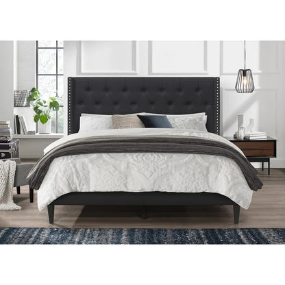 Queen Size Bed : Tufted Upholstered Platform Bed