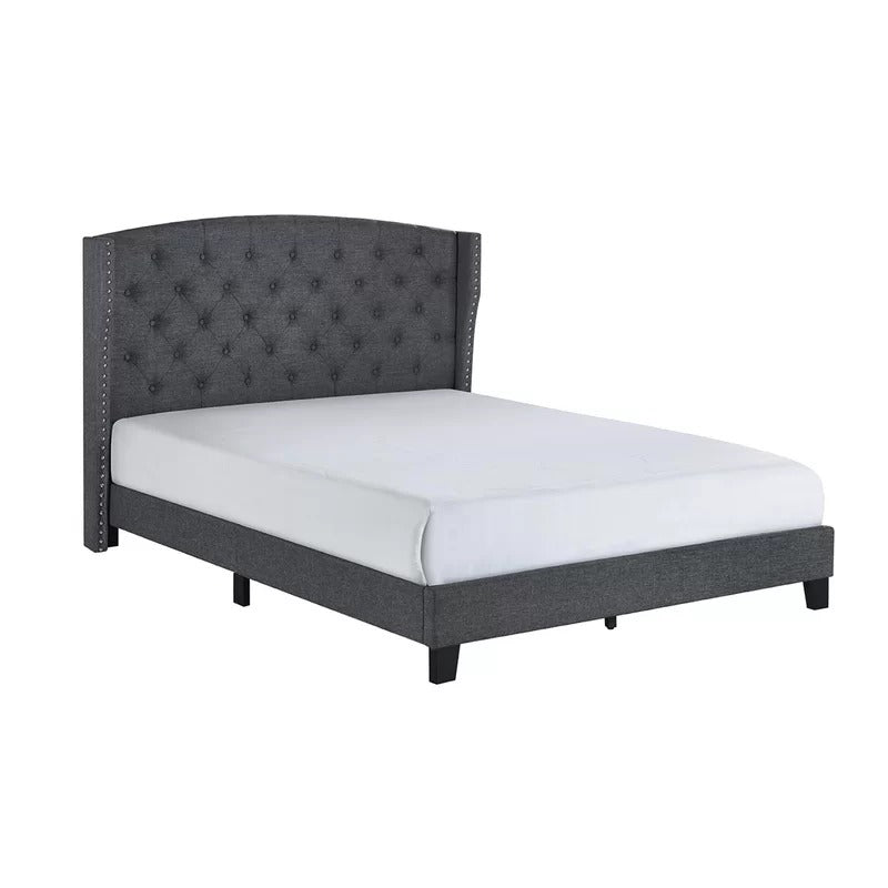 Queen Size Bed : Tufted Upholstered Platform Bed