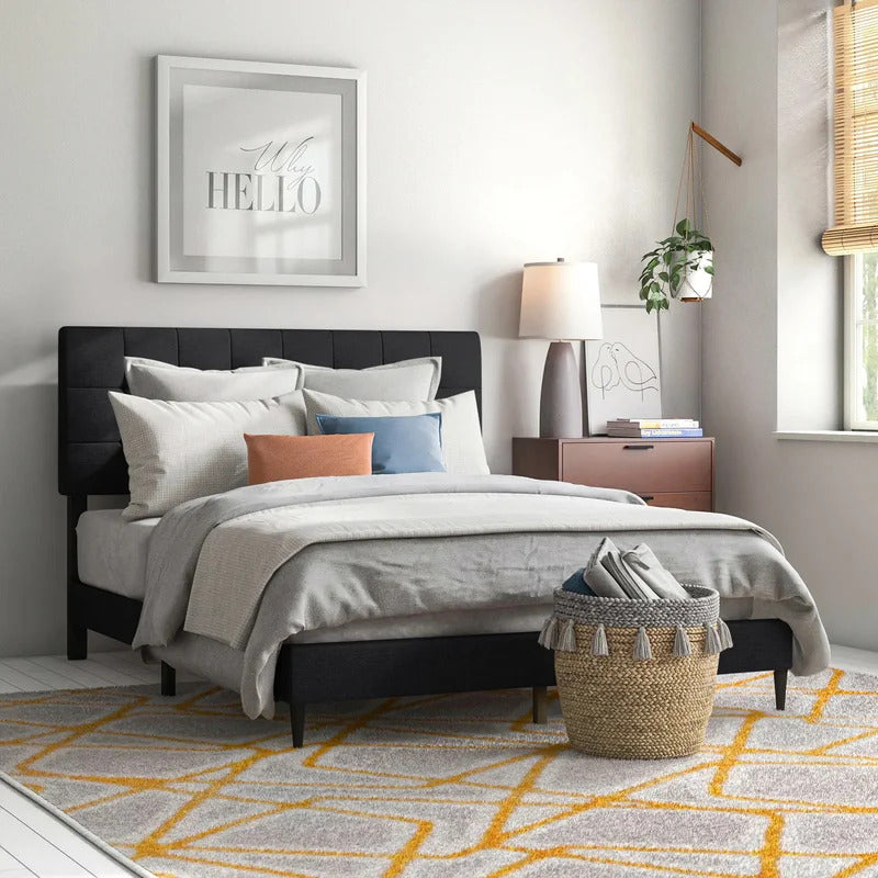 Queen Size Bed : Tufted Upholstered Platform Bed
