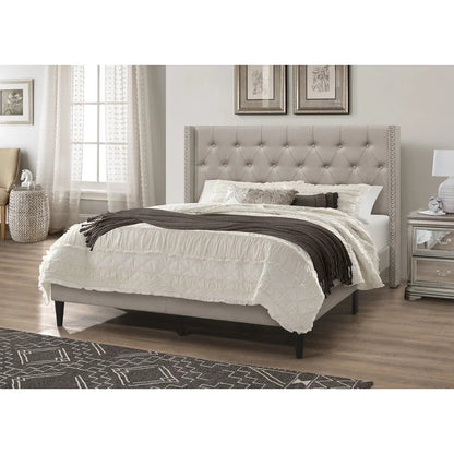 Queen Size Bed : Tufted Upholstered Platform Bed