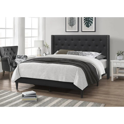 Queen Size Bed : Tufted Upholstered Platform Bed