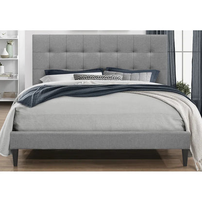 Queen Size Bed : Tufted Upholstered Platform Bed
