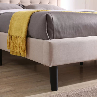 Queen Size Bed : Tufted Upholstered Profile Platform Bed