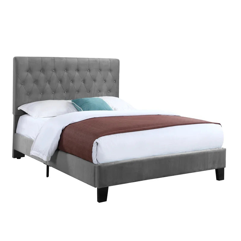 Queen Size Bed : Tufted Upholstered Standard Bed