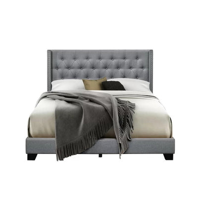Queen Size Bed : Tufted Upholstered Standard Bed