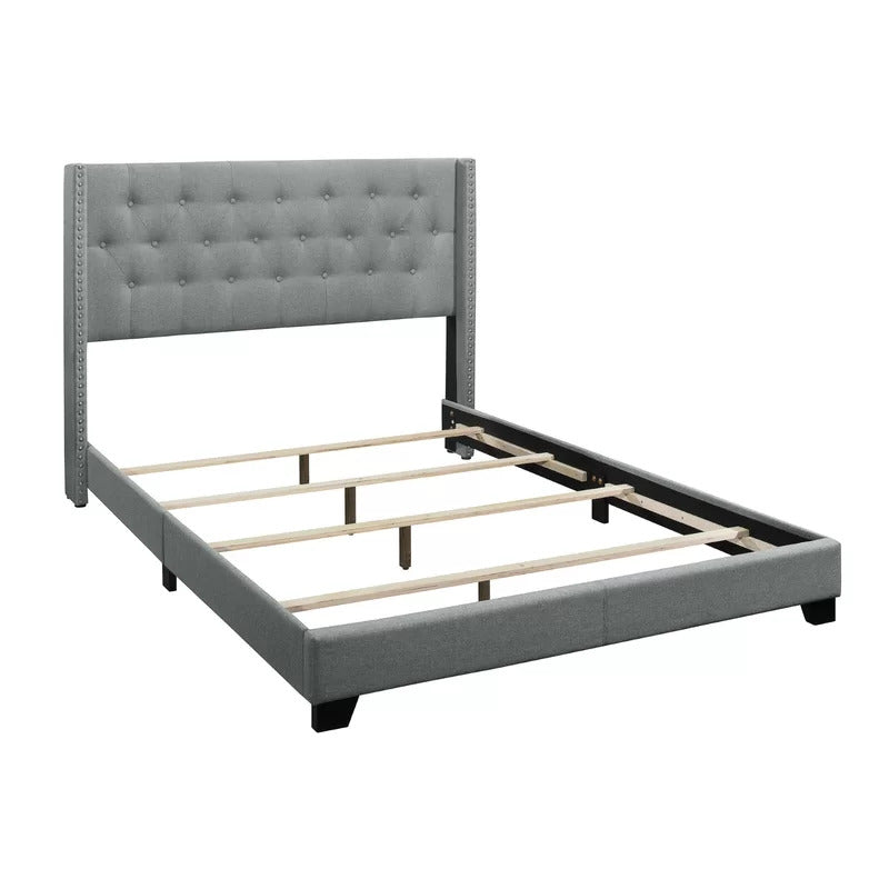Queen Size Bed : Tufted Upholstered Standard Bed