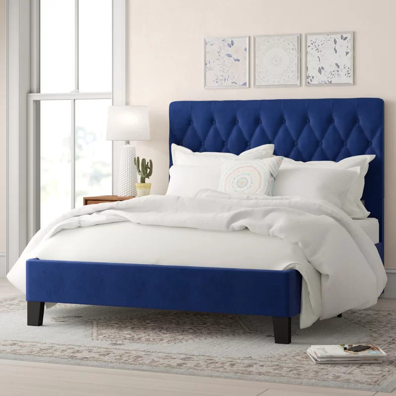Queen Size Bed : Tufted Upholstered Standard Bed