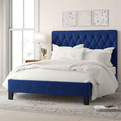 Queen Size Bed : Tufted Upholstered Standard Bed