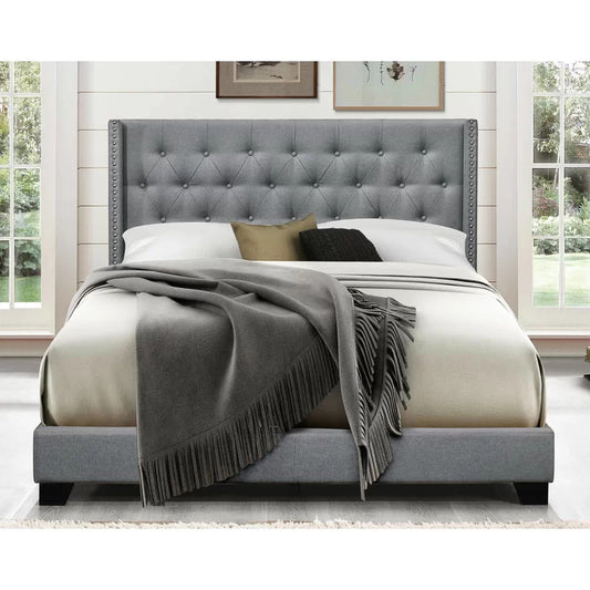 Queen Size Bed : Tufted Upholstered Standard Bed