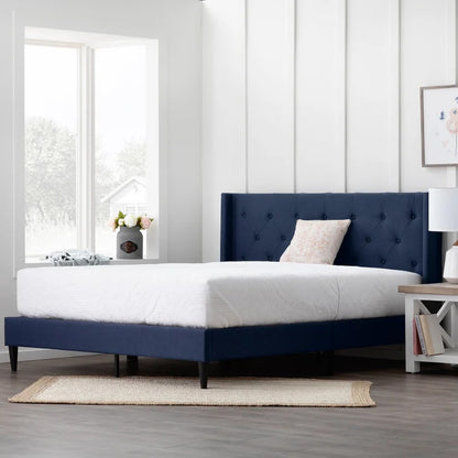 Queen Size Bed : Tufted Upholstered e Platform Bed
