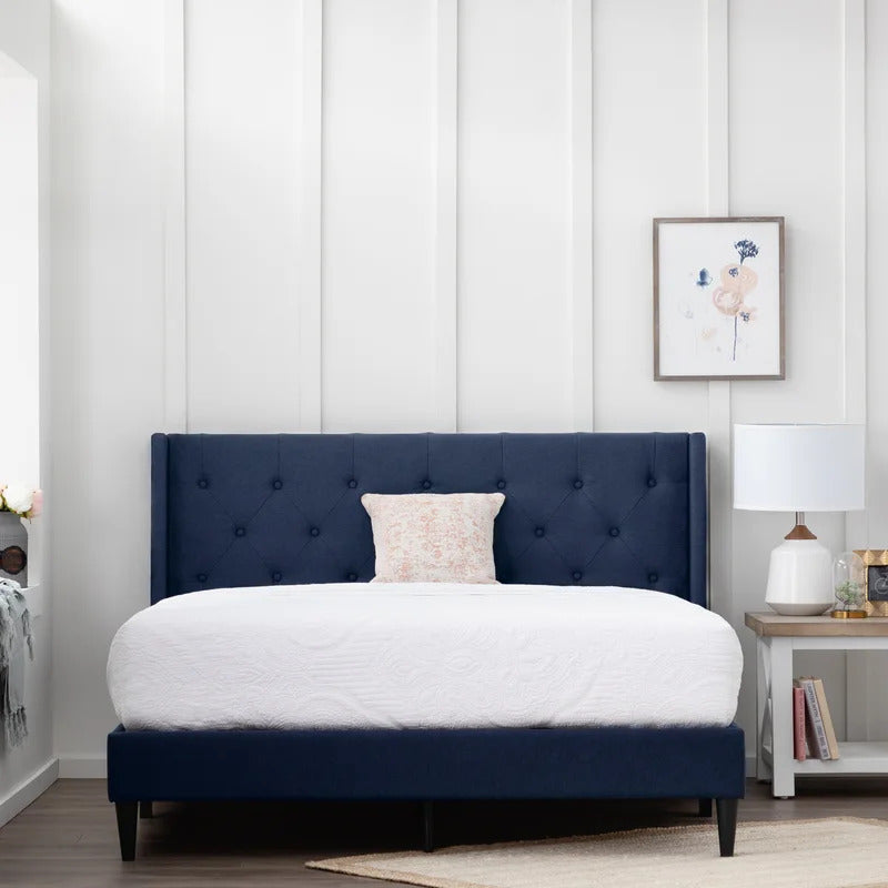 Queen Size Bed : Tufted Upholstered e Platform Bed