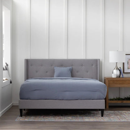 Queen Size Bed : Tufted Upholstered e Platform Bed