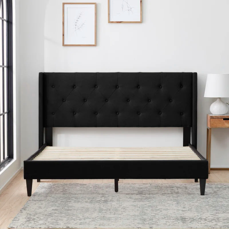 Queen Size Bed : Tufted Upholstered e Platform Bed