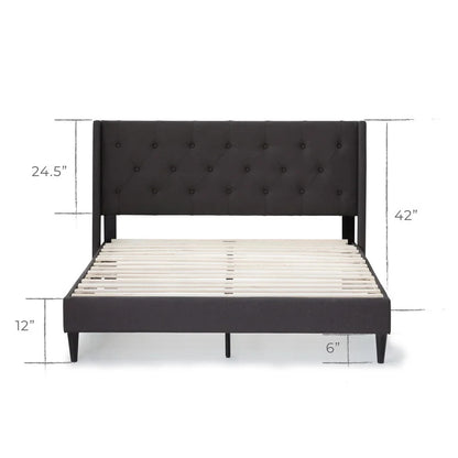 Queen Size Bed : Tufted Upholstered e Platform Bed