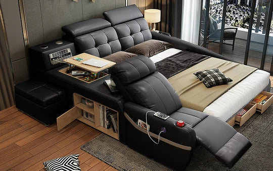 Queen Size: Black Multi-functional Queen Size Smart Bed