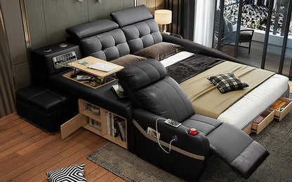 Queen Size: Black Multi-functional Queen Size Smart Bed