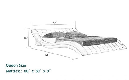 Queen Size: White & Black Leather Queen Size Smart Bed with LED Light