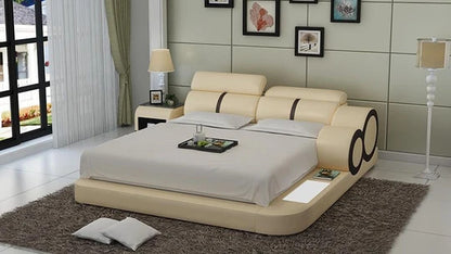 Queen Size : Leatherette Bed With Adjust Headrest