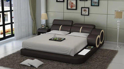 Queen Size : Leatherette Bed With Adjust Headrest