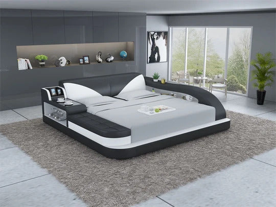Queen Size : Leatherette Bed With Storage