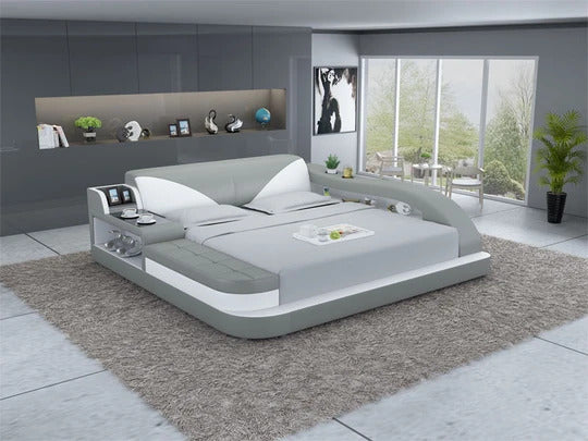 Queen Size : Leatherette Bed With Storage