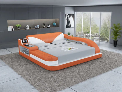 Queen Size : Leatherette Bed With Storage