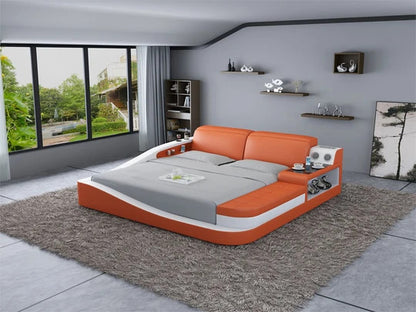 Queen Size : Leatherette Bed With Storage
