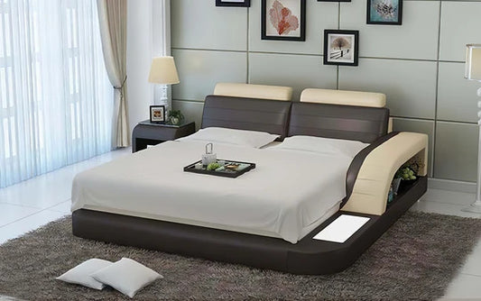 Queen Size : Leatherette Bed With Storage