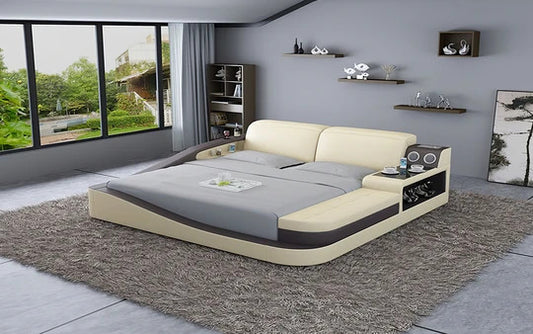 Queen Size : Leatherette Bed With Storage