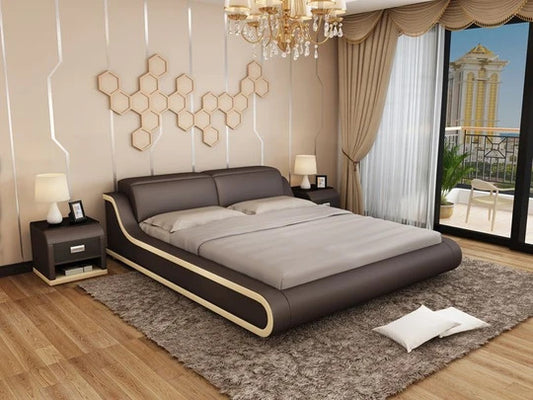 Queen Size : Leatherette Platform Bed