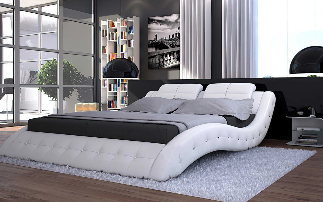 Queen Size: Leatherette Queen Size Platform Bed