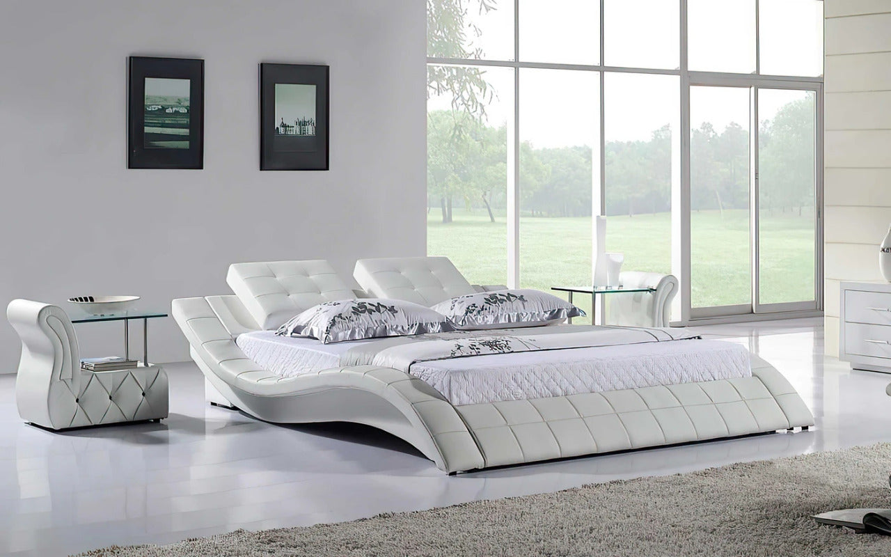 Queen Size: Leatherette Queen Size Platform Bed