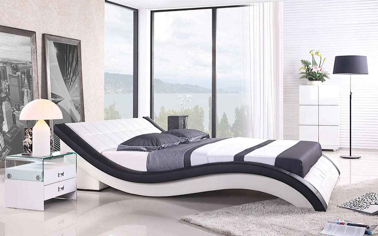 Queen Size: Leatherette Queen Size Platform Bed