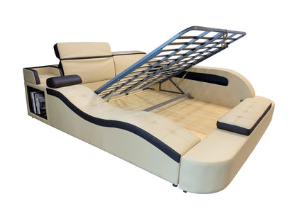 Queen Size: Leatherette Queen Size Smart Bed