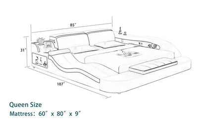 Queen Size: Leatherette Queen Size Smart Bed